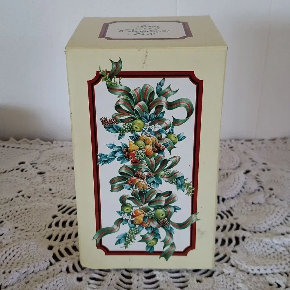 Vintage 1985 Avon Collectible Porcelain Christmas Bell with Wood Handle